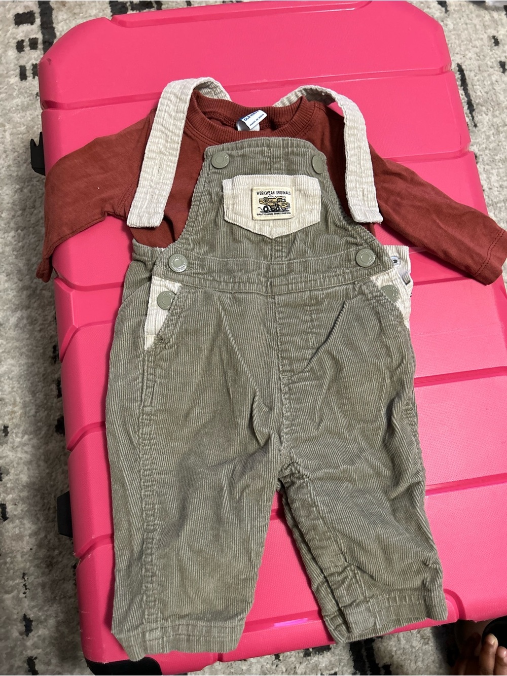Baby Corduroy Overalls in Olive Green